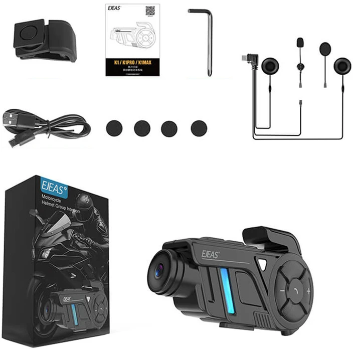 EJEAS K1Pro motociklo domofonas su įrašymo įrenginiu