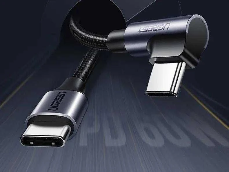 Alkūninis kabelis UGREEN USB-C į USB-C QC 3.0 PD 3A 60W 1m (juodas)