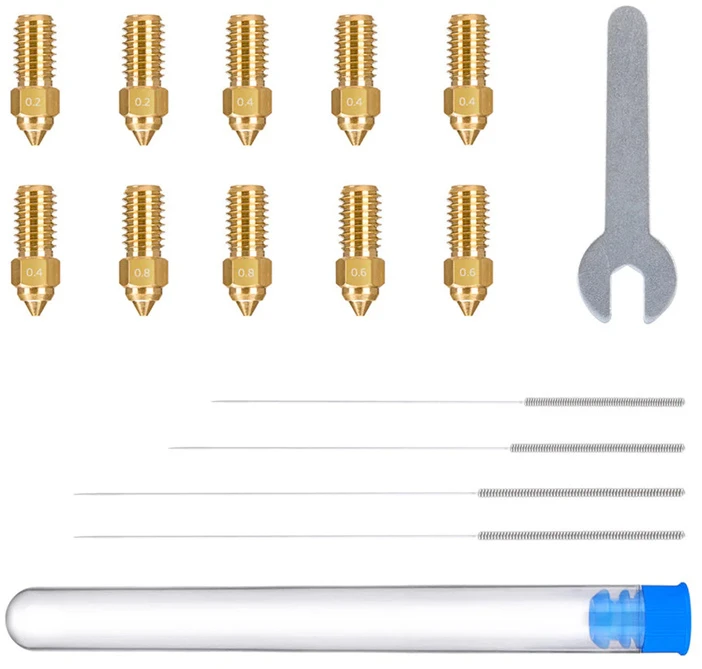 ELEGOO Neptune 4/4 Pro žalvarinių antgalių rinkinys (0.2 mm x2, 0.4 mm x4, 0.6 mm x2, 0.8 mm x2)