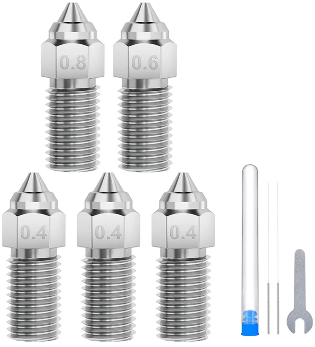 0.4 mm / 0.6 mm / 0.8 mm antgalių rinkinys Elegoo Neptune 4/4 Pro 3D spausdintuvams - grūdinto