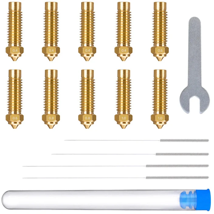 ELEGOO Neptune 4 Plus / 4 Max žalvarinių antgalių rinkinys (0.4 mm x4, 0.6 mm x2, 0.8 mm x2, 1.0 mm x2)