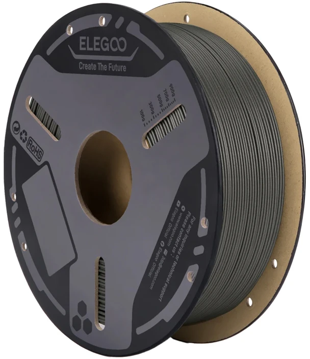 ELEGOO PETG-CF pilkas filamentas su svorio skale
