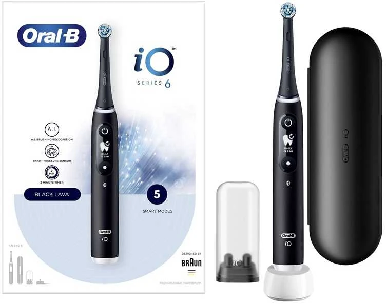 Braun iOM6.1B6.3DK Oral-B iO6 Elektrinis Dantų Šepetėlis Juodas Onyx