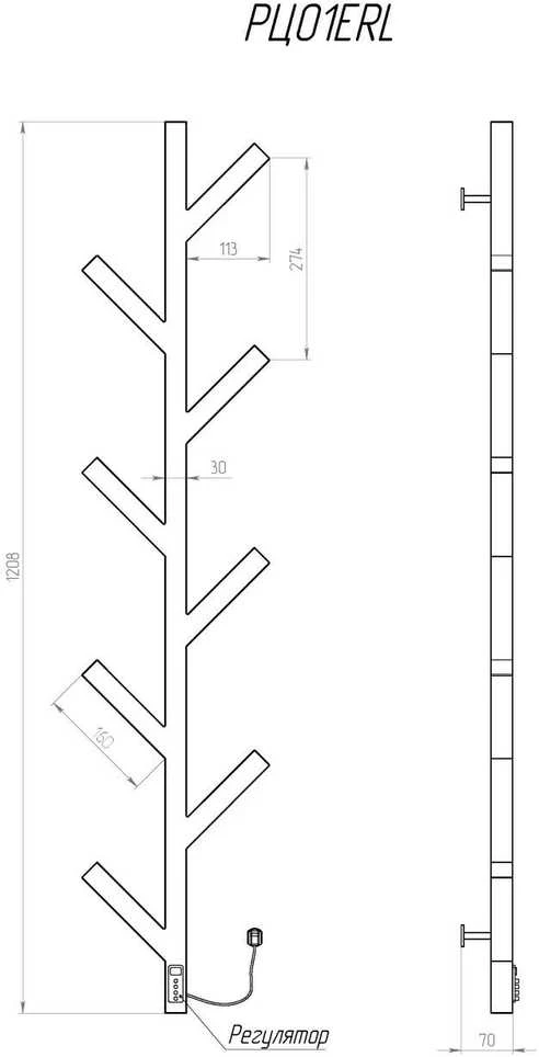 Elektrinis rankšluosčių džiovintuvas Kosser Cedro 1200×255 ERL, su laikmačiu, juodas