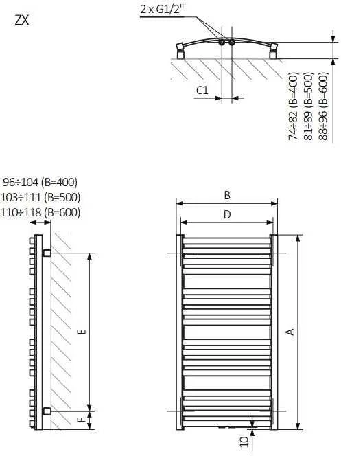 Elektrinis rankšluosčių džiovintuvas TERMA D01 50 x 96 cm