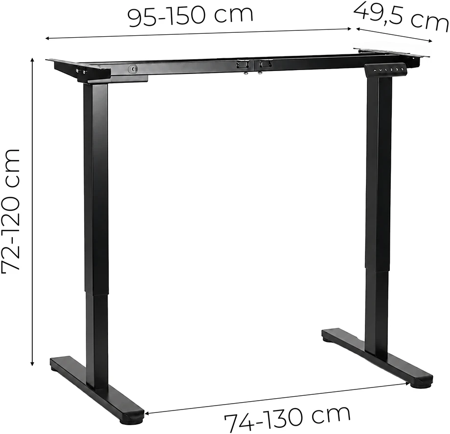 Elektrinis stalo rėmas, aukščio reguliavimas 72-120 cm, stalviršiui iki 160 cm, juodas ModernHome