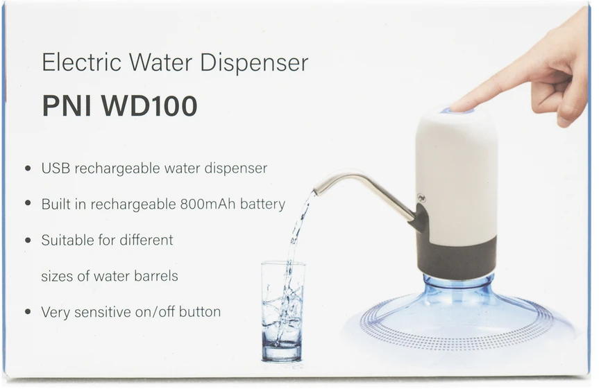 Elektrinis vandens butelio siurblys PNI WD100, įkrovimas per micro USB, 800 mAh baterija, 4W galia
