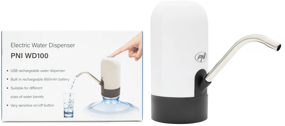 Elektrinis vandens butelio siurblys PNI WD100, įkrovimas per micro USB, 800 mAh baterija, 4W galia
