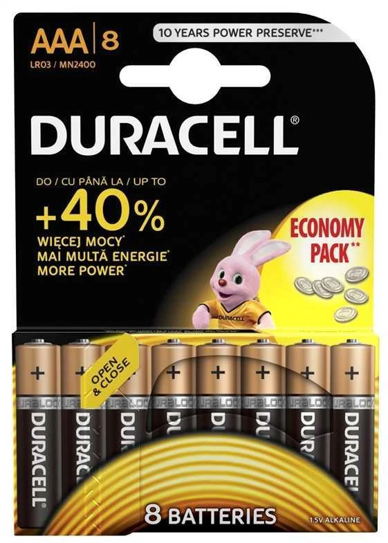 Elementai DURACELL AAA/LR03, 1,5V, 8 vnt.