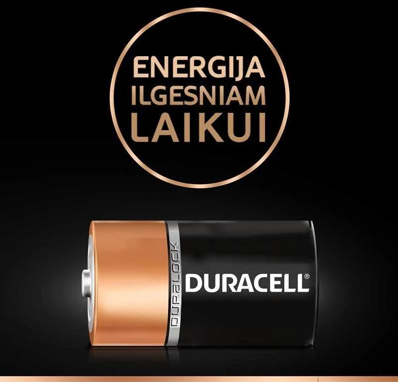 Elementai DURACELL, D/LR20, 1.5V, 2 vnt.