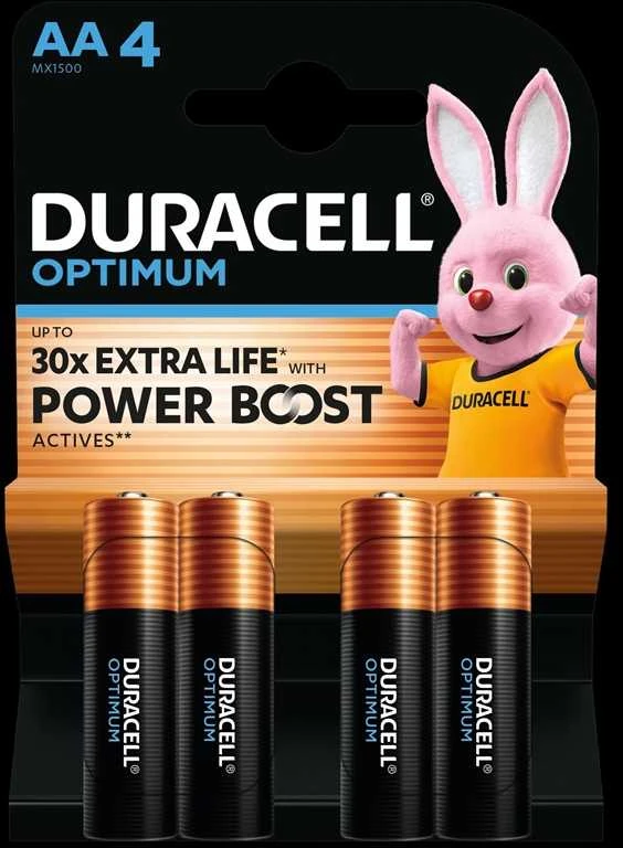 Elementai DURACELL OPTIMUM, AA/LR06, 1.5V, 4 vnt.