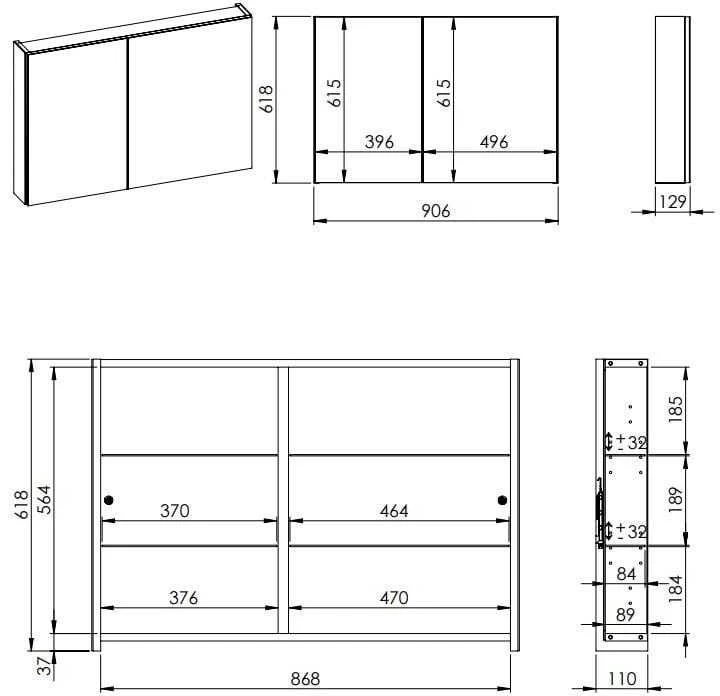 Elita SPINTELĖ SU VEIDRODŽIU BASIC 90 CM