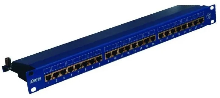 EMITERNET PANEL 19″, 24XRJ45 STP CAT.5E (1U) Mėlynas DCN/PPFA674BKS248C5E