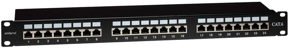 EMITERNET Panel 19″ 24xRJ45 STP cat.6 (1U) with shelf EMS/PPFA674EKS248C6