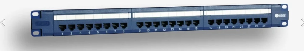 EMITERNET PANEL 19″, 24XRJ45 UTP CAT.6 (1U) WITH SHELF, Mėlynas (POE)