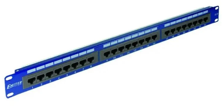 EMITERNET Panel 19″, 24xRJ45 UTP cat.6 (1U) with shelf, mėlynas DCN/PPFA-951K-248-C6