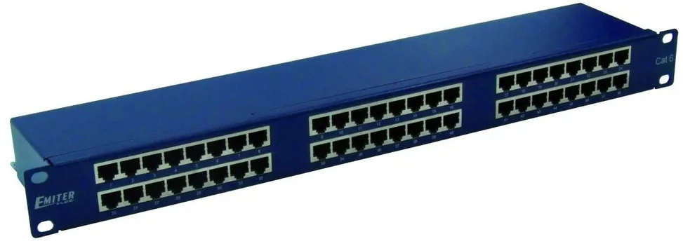 EMITERNET PANEL 19″, 48XRJ45 STP CAT.6 (1U) WITH SHELF, Mėlynas