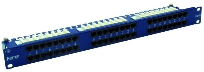 EMITERNET PANEL 19″, 48XRJ45 UTP CAT.6 (1U) WITH SHELF, Mėlynas