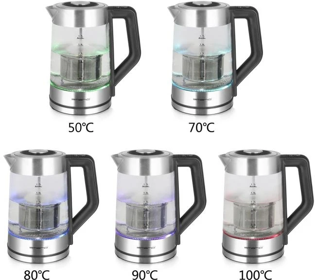 EMO Emerio WK-122730 elektrinis virdulys 1,7 L 2200 W Juoda, Sidabras, Permatomas