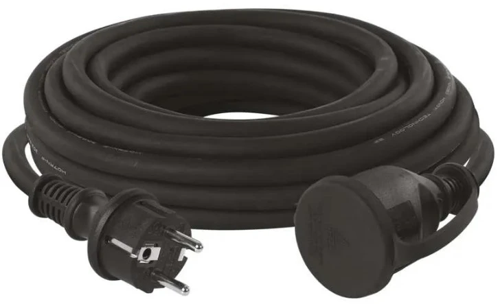 Emos Ilgiklis 1 lizdo 10m su įžeminimu 3x2.5 mm² IP44 su gumine izoliacija, juodas