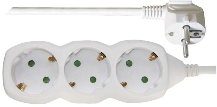 Emos Ilgiklis 3 lizdų 3.0m su įžeminimu (baltas) 1.5mm²