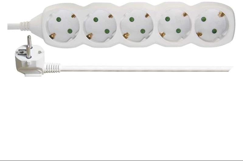 Emos Ilgiklis 5 lizdų 1.5m su įžeminimu (baltas) 1.5mm²