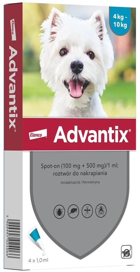 ENA ELANCO Advantix – Parazitų lašai šunims S – 4 x 1 ml