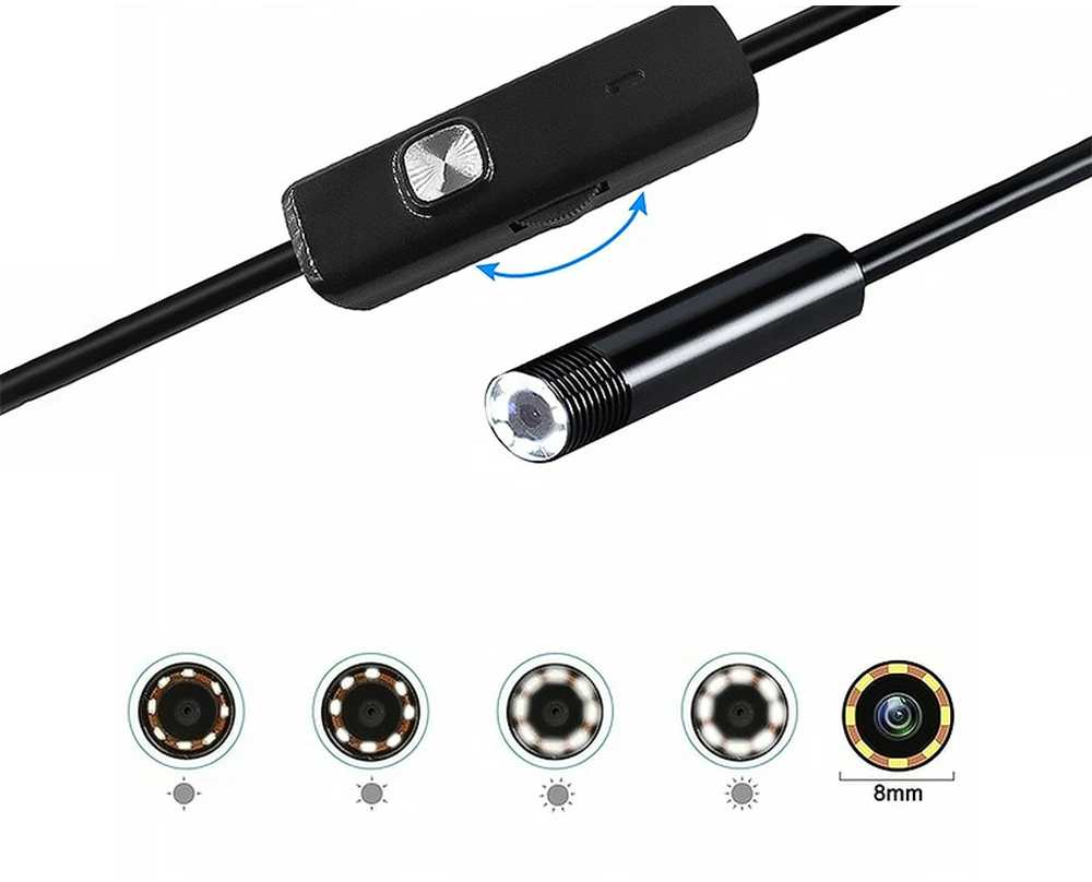 Endoskopo kamera 3,5 m objektyvas 8/7/5,5 mm USB-C/Micro-USB LTC