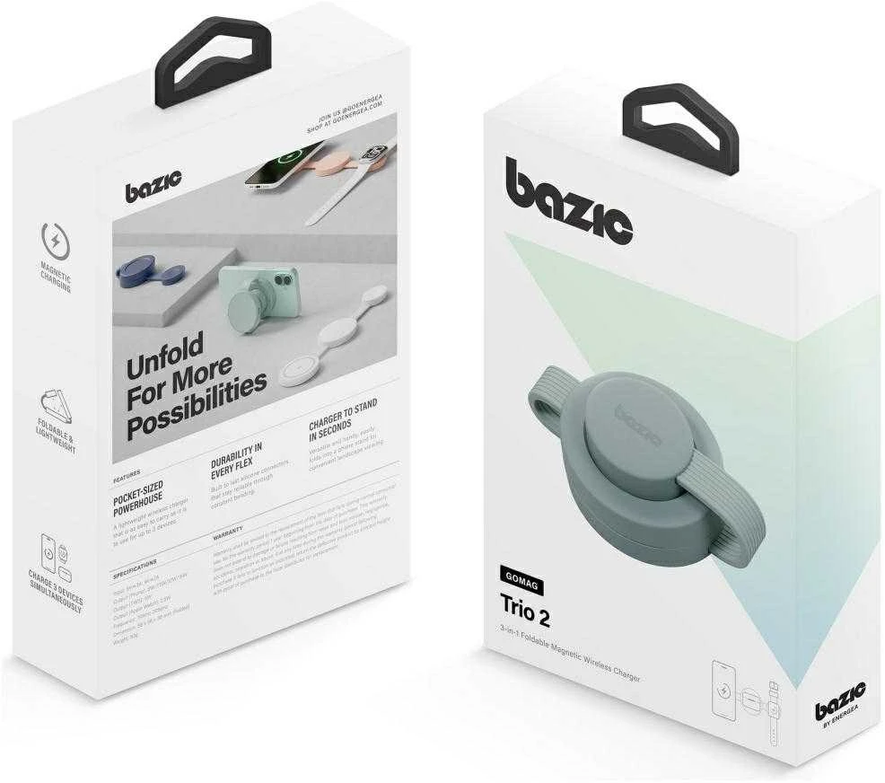 Energea Belaidis įkroviklis Bazic GoMag Trio 2 3in1 15W magnetic skirtas iPhone/Watch/AirPods pistachio