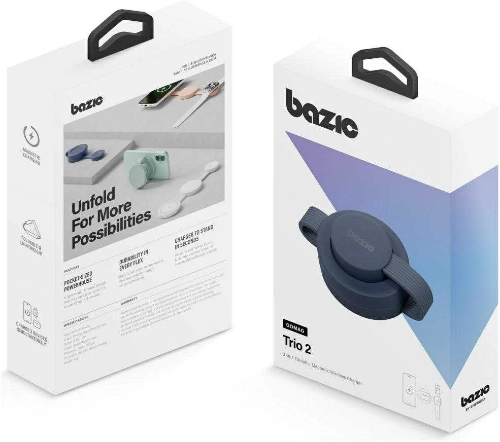 Energea Belaidis įkroviklis Bazic GoMag Trio 2 3in1 15W magnetic skirtas iPhone/Watch/AirPods mėlynos spalvos