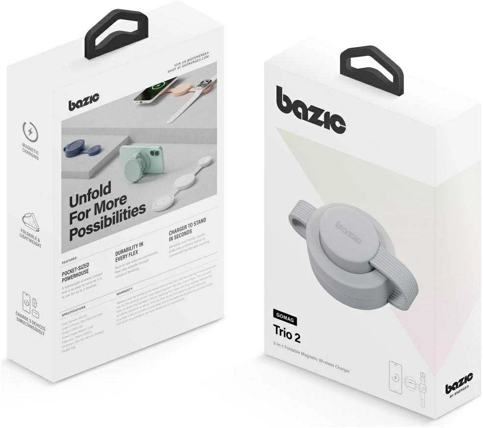 Energea Belaidis įkroviklis Bazic GoMag Trio 2 3in1 15W magnetic skirtas iPhone/Watch/AirPods pilkos spalvos