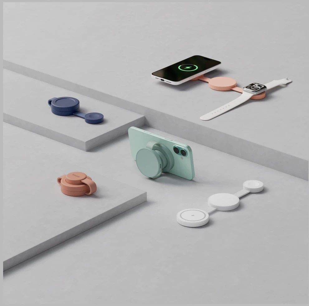 Energea Belaidis įkroviklis Bazic GoMag Trio 2 3in1 15W magnetic skirtas iPhone/Watch/AirPods pilkos spalvos
