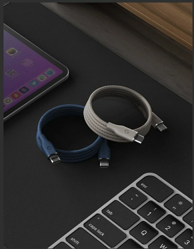 Energea Helix 60 Magnetic USB-C į USB-C Kabelis 480Mbps 60W 1.5m rožinės spalvos