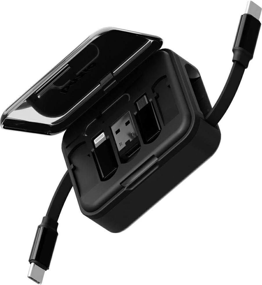 Energea Kabelis Bazic GoCharge Loop 5in1 Lightning, USB-A, Micro USB 1m juodos spalvos