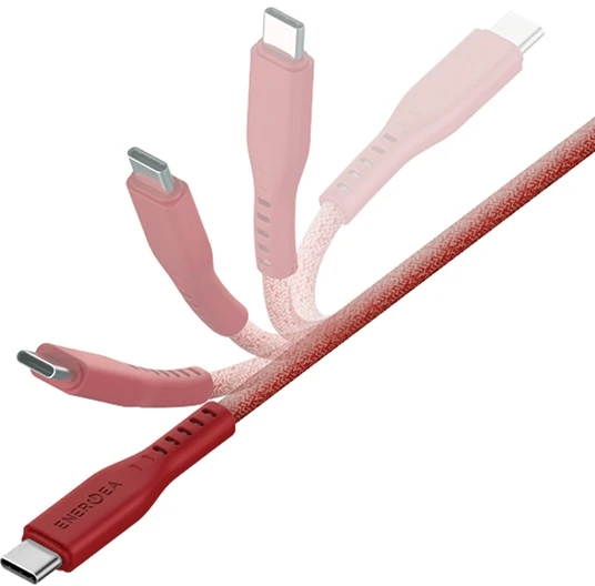 ENERGEA Flow USB-C į USB-C Kabelis 1.5m Raudona 240W 5A PD Fast Charge