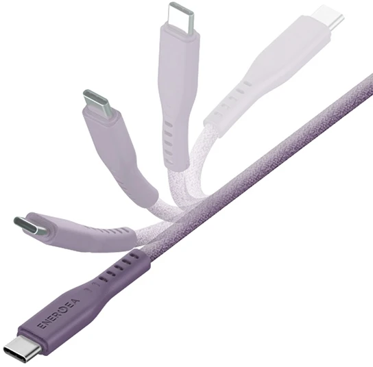 ENERGEA Flow USB-C į USB-C Kabelis 1.5m violetinės spalvos 240W 5A PD Fast Charge