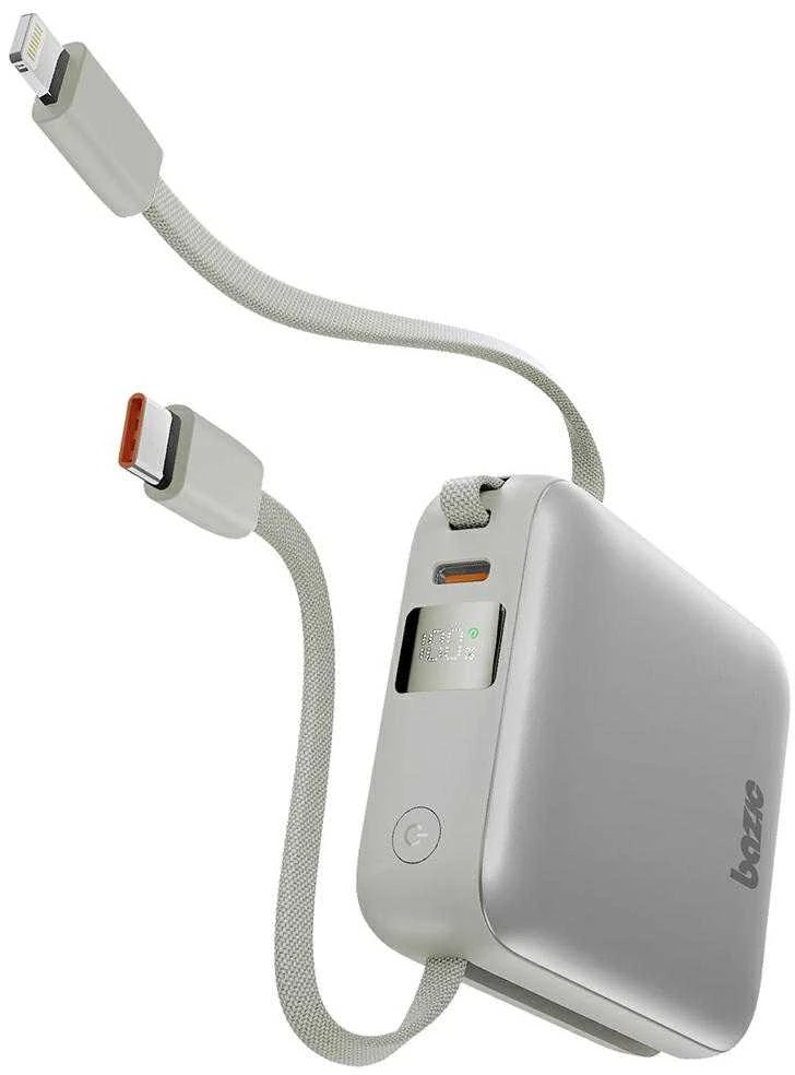 Energea PowerBank 3in1 Bazic Fusion Mini 10000mAh cable USB-C/Lightning pilkos spalvos