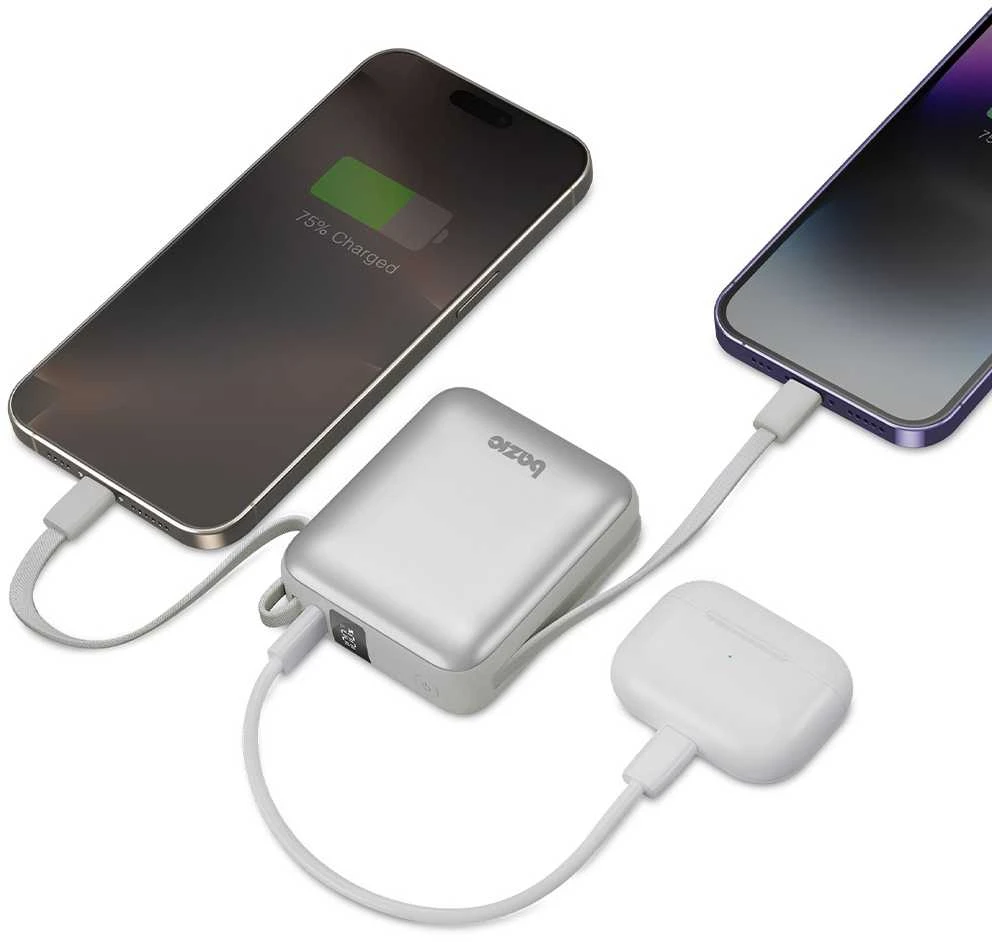 Energea PowerBank 3in1 Bazic Fusion Mini 10000mAh cable USB-C/Lightning pilkos spalvos