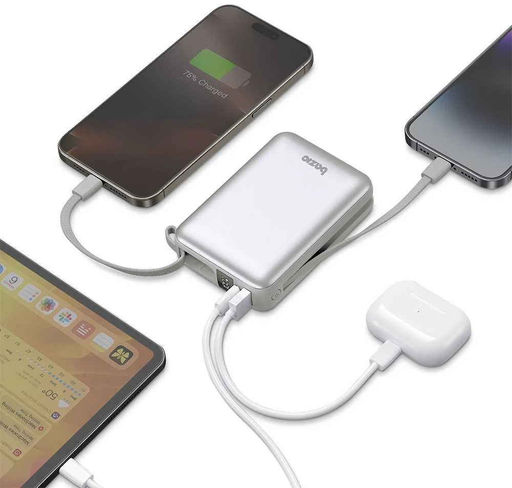 Energea PowerBank 4in1 Bazic Fusion Mini 20000mAh cable USB-C/Lightning pilkos spalvos