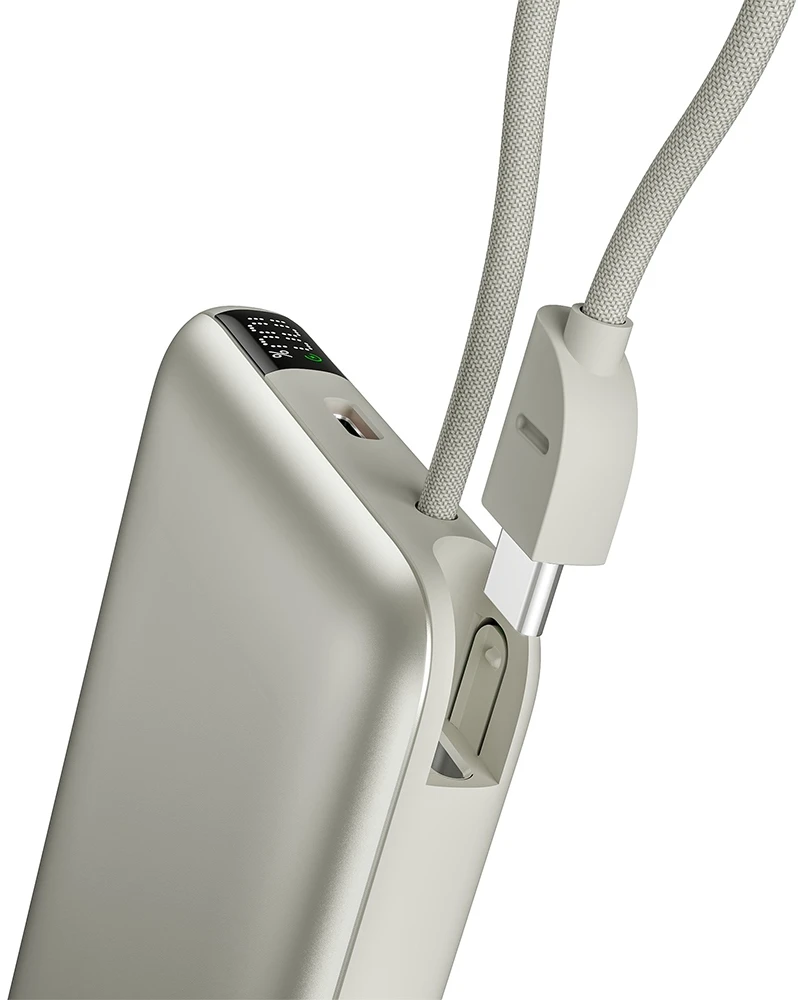 Energea Išorinė baterija Bazic Fusion Mag 10000mAh MagSafe su USB-C laidu, pilkos spalvos