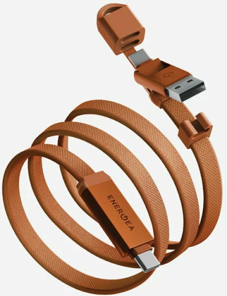 Energea Sheath Travel 2-in-1 Kabelis USB-C į USB-C/USB-A 480Mbps 60W 1.2m oranžinis