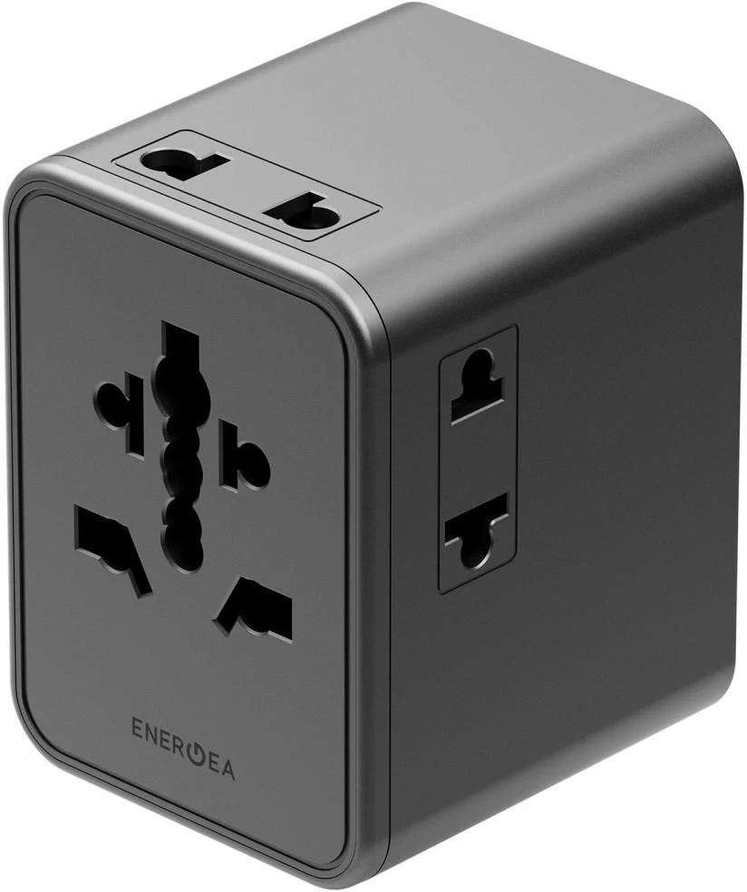 Energea TravelWorld Mini GaN 45W PD sieninis įkroviklis 3x USB-C / 2x USB-A Gunmetal