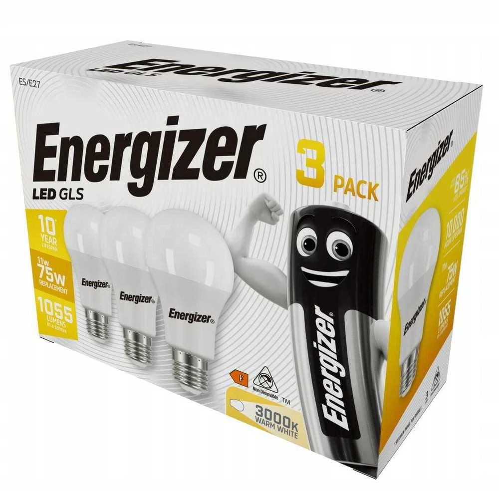 ENERGIZER LEMPUTĖ 11W / 75W E27 1055LM ŠILTA ŠVIESA 3vnt.