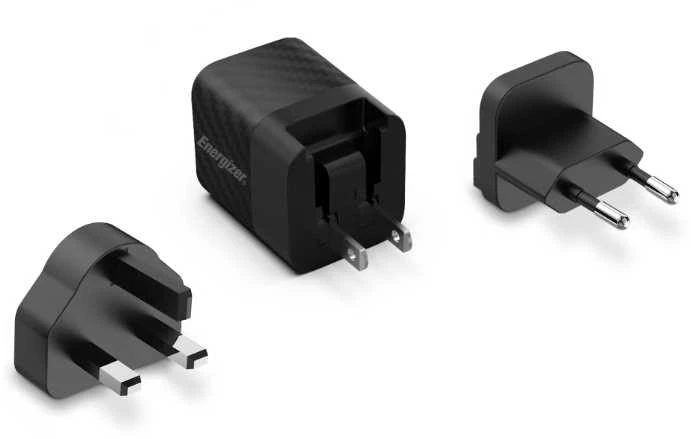 Energizer Ultimate - Multiplug EU / UK / US GaN 20W PD mains įkroviklis juodos spalvos