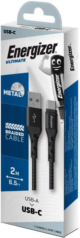 „Energizer Ultimate“ – USB-A į USB-C jungiamasis kabelis, 2 m, Juodas