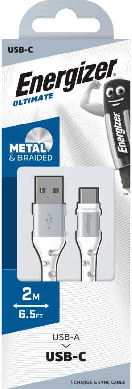 „Energizer Ultimate“ – USB-A į USB-C jungiamasis kabelis, 2 m, Baltas