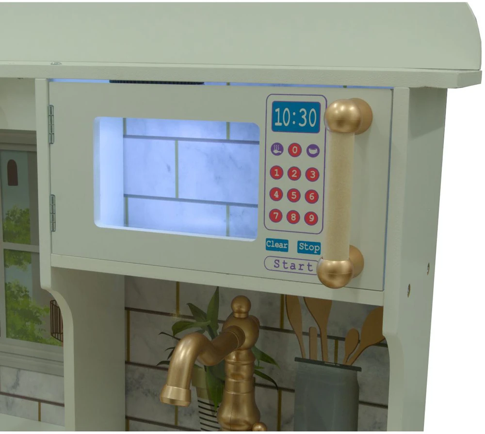 Enero Toys Medinė vaikiška virtuvėlė su LED 60x30x88,5cm