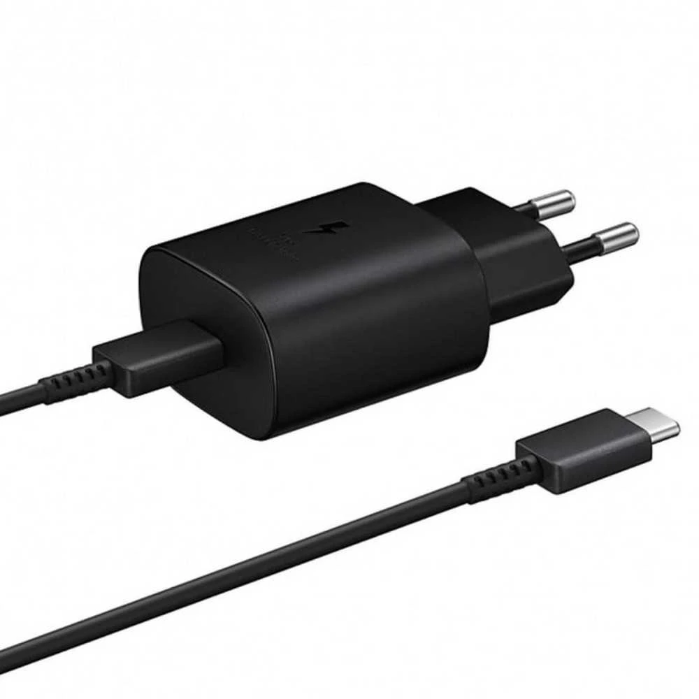 EP-TA800EBE + EP-DG980BBE Samsung 25W kelioninis įkroviklis + USB-C/USB-C duomenų kabelis Juodas (OOB masinis)