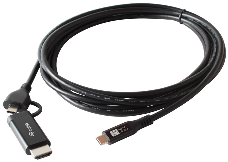 Equip 128437 vaizdo kabelio adapteris 3 m C tipo USB HDMI + USB Type-C Juoda