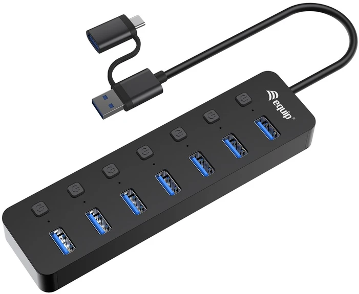 Equip 128965 sąsajos šakotuvas USB 3.2 Gen 1 (3.1 Gen 1) Type-A 5000 Mbit/ai Juoda